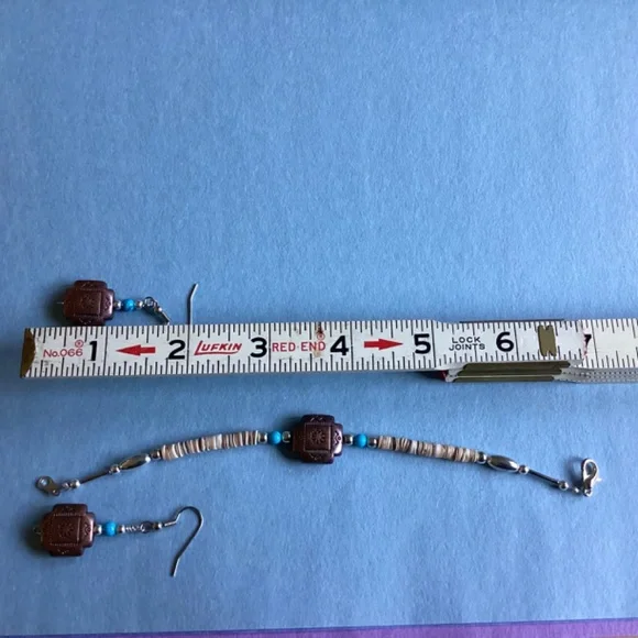 Navajo necklace bracelet earring set handmade - Yolanda Bio Certificate include